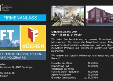 Remainder  /  EINLADUNG  - Firmenanlass FT Fenstertechnik Kchen- und Holzbau AG